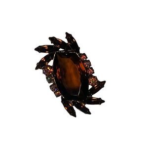 Vintage Poured Glass Amber Brooch Jewelry Mid Century Designer Costume Resell